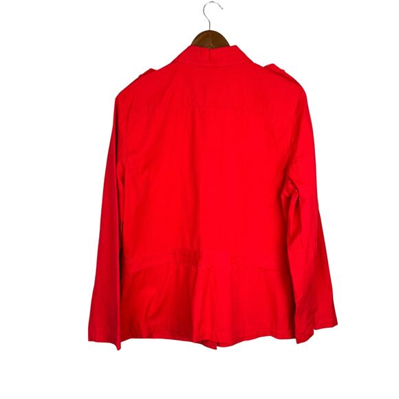 Josephine Chaus Cherry Red 100% Cotton Sport Long Sleeve Casual Utility Jacket - Picture 10 of 13